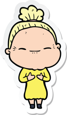 Bir insan tarafından çizilmiş barışçıl yaşlı bir kadının çıkartması.