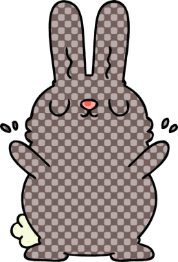 Bir insan tarafından çizilmiş tuhaf çizgi film tavşanı.