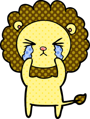 Bir insan tarafından çizilmiş ağlayan bir aslan.