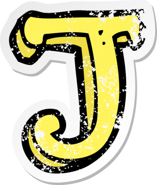 Bir insan tarafından çizilmiş J harfinin gerilimli yapıştırması.