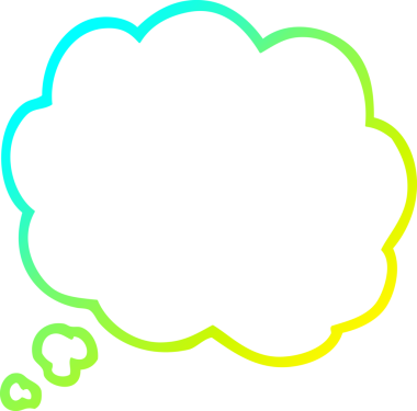 Bir insan tarafından çizilmiş bir karikatür düşünce baloncuğunun soğuk gradyan çizimi