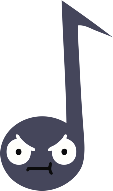 Bir insan tarafından çizilmiş bir notanın düz renkli retro karikatürü