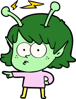 Bir insan tarafından çizilmiş uzaylı kız.