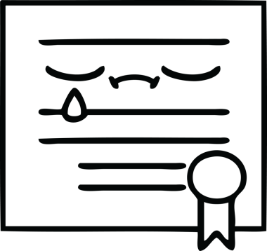 Mezuniyet diplomasını çizen çizgi bir insan tarafından çizilmiş.