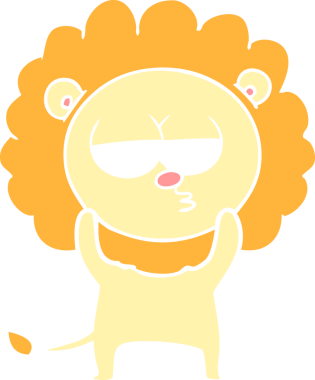 Bir insan tarafından çizilmiş düz renkli karikatür sıkılmış aslan