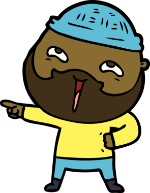 Bir insan tarafından çizilmiş mutlu sakallı bir adam.