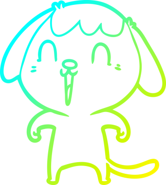 Bir insan tarafından çizilmiş şirin bir çizgi köpeğin soğuk gradyan çizgisi.