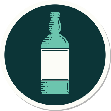 Bir insan tarafından çizilmiş geleneksel bir şişe dövmesi.