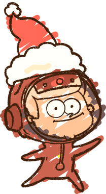 Bir insan tarafından çizilmiş Noel Astronot Tebeşiri