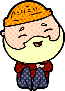 Bir insan tarafından çizilmiş mutlu sakallı bir adam.