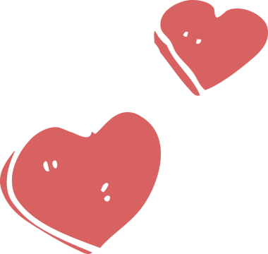 Bir insan tarafından çizilmiş düz renk çizgi film aşk kalpleri.