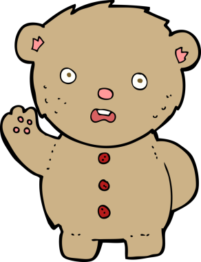 Bir insan tarafından çizilmiş mutsuz bir oyuncak ayı.