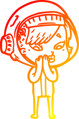 Bir insan tarafından çizilmiş bir astronot kadın çizgi çizimi.