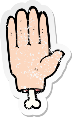 Bir insan tarafından çizilmiş bir karikatür elin gerilmiş çıkartması.