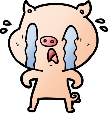 Bir insan tarafından çizilmiş ağlayan domuz çizgi filmi.