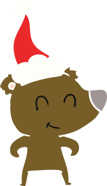 Dişi ayı eli, bir insan tarafından çizilmiş Noel Baba şapkasının düz renk çizimi.