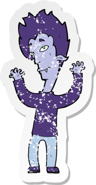 Bir insan tarafından çizilmiş vampir bir çizgi filmin gerilimli yapıştırması.