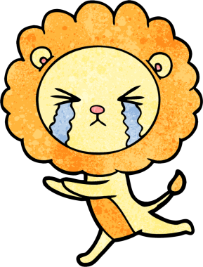 Bir insan tarafından çizilmiş ağlayan bir aslan.