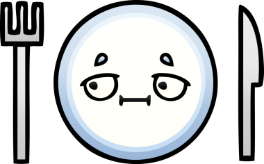 Bir insan tarafından çizilmiş yemek tabağının gölgeli çizgi filmi.