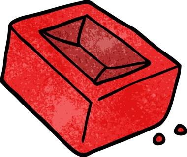 Bir insan tarafından çizilmiş kırmızı bir tuğla karalaması.