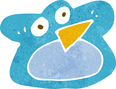 Bir insan tarafından çizilmiş komik çizgi film kuşu.