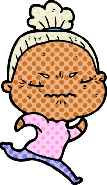 Çizgi film bir insan tarafından çizilmiş yaşlı bir kadın tarafından rahatsız edildi.