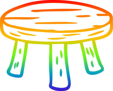 bir insan tarafından çizilmiş küçük ahşap bir tabure çizimi