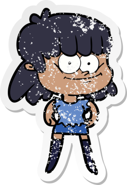 Bir insan tarafından çizilmiş gülümseyen bir karikatür çıkartması.