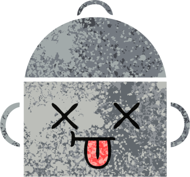 Bir insan tarafından çizilmiş yemek tenceresinin retro çizim tarzı karikatürü.