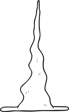 Bir insan tarafından çizilmiş siyah beyaz bir cadı şapkası.