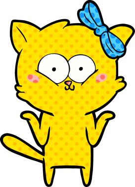 Bir insan tarafından çizilmiş çizgi film kedisi.