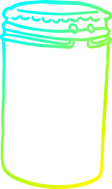 Bir insan tarafından çizilmiş karikatür depolama kavanozunun soğuk gradyan çizimi