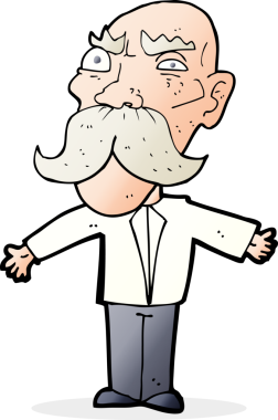 Bir insan tarafından çizilmiş kızgın yaşlı bir adam.