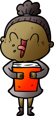 Bir insan tarafından çizilmiş mutlu yaşlı kadın çizgi filmi.