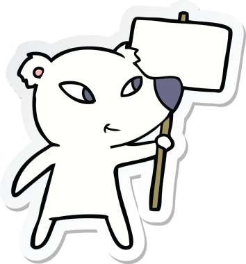 Bir insan tarafından çizilmiş protestolu şirin bir kutup ayısının çıkartması.