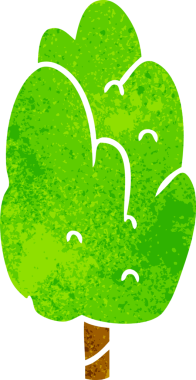 El çizimi retro karikatür karalama Bir insan tarafından çizilmiş tek yeşil ağaç