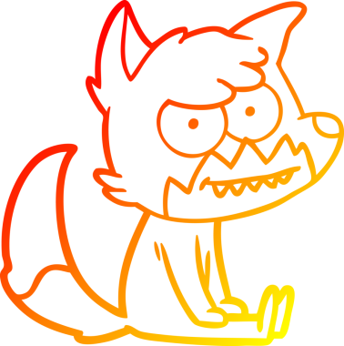 Bir insan tarafından çizilmiş sırıtan bir tilkinin sıcak çizgi çizimi