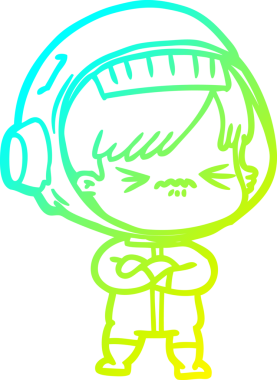 Bir insan tarafından çizilmiş kızgın bir uzay kızı çizimi.