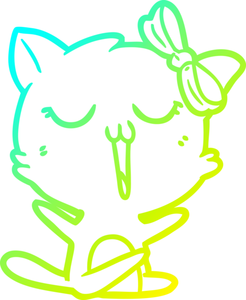 Bir insan tarafından çizilen çizgi film kedisinin soğuk gradyan çizgisi.