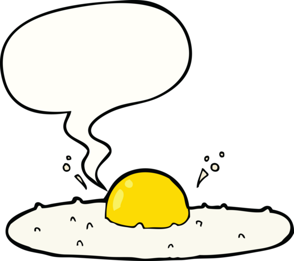 Bir insan tarafından çizilmiş konuşma baloncuklu yumurta.