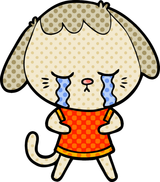 Bir insan tarafından çizilmiş şirin köpek yavrusu ağlama çizgi filmi