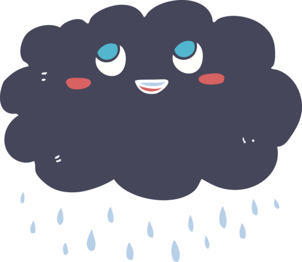 Bir insan tarafından çizilen düz renkli yağmur bulutu çizimi