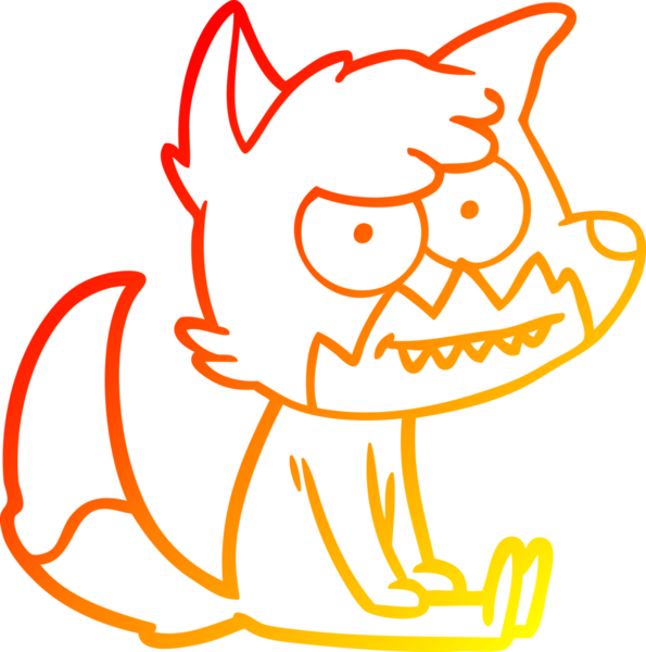 Bir insan tarafından çizilmiş sırıtan bir tilkinin sıcak çizgi çizimi