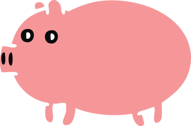 Bir insan tarafından çizilmiş şişman bir domuzun düz renkli retro karikatürü