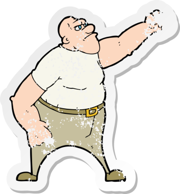 Bir insan tarafından çizilmiş kızgın bir çizgi filmin gerilimli çıkartması.