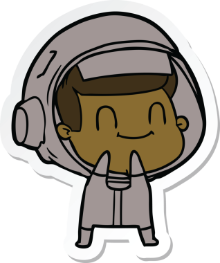 Bir insan tarafından çizilmiş mutlu bir astronotun çıkartması.