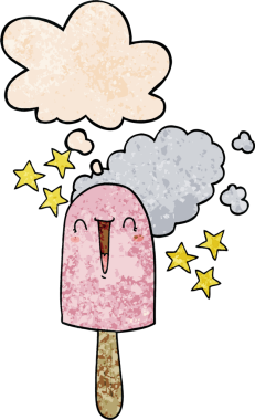 Bir insan tarafından çizilmiş grunge desenli düşünce baloncuklu buz lolipopu.