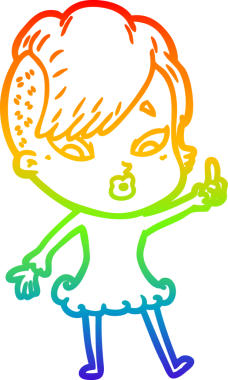 Gökkuşağı gradyan çizgi çizimi Bir insan tarafından çizilen sürpriz kız