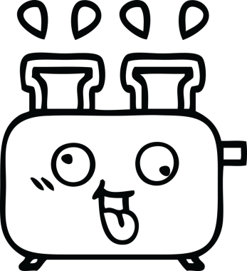 Bir insan tarafından çizilmiş bir tost makinesinin çizgi çizimi