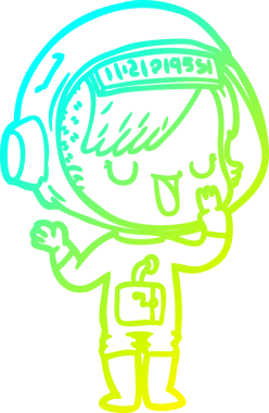 Bir insan tarafından çizilmiş soğuk gradyan çizgili astronot kadın çizimi.